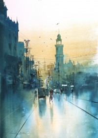 Javid Tabatabaei, 14 x 20 inch, Watercolor on Paper, Cityscape Painting, AC-JTT-035
